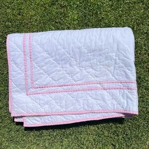 Pottery Barn Kids Pearl Dot Embroidered Crib Bedding Set Light Pink GUC